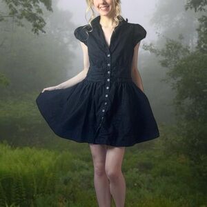 Free People Black Cap Sleeve Mini Dress